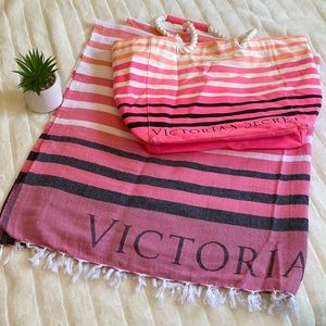 Victorias Secret tote with matching beach towel/blanket